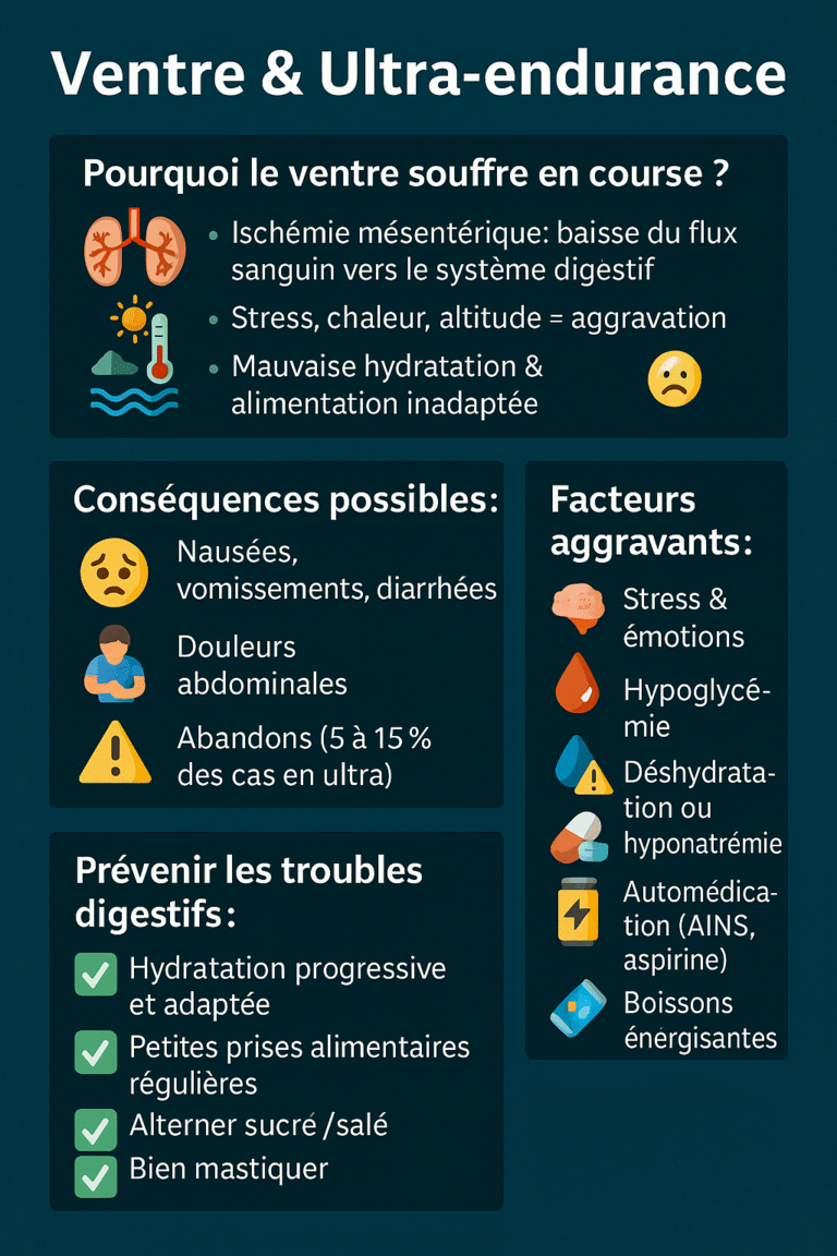 Infographie sur le mal de ventre en trail